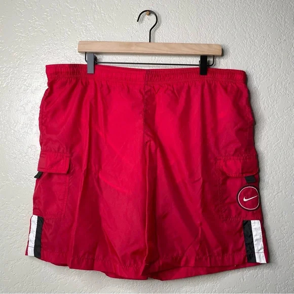 Nike Vintage 90s Red Swim Trunks Shorts XL Swoosh Logo Mesh Lined - Picture 2 of 10